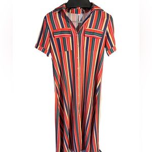 Collared Rainbow Patterned Dress